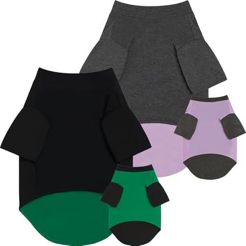 Chol&Vivi Dog Shirt 2 Pack Reversible 2-in-1 Plain Dog Shirt with Sleeves, Soft and Stretchable Pet Clothes for Small Medium Large Dogs, Breathable Puppy Apparel for All Breeds Boy Girl Dogs, XXS-XL - color: Black And Grey, size: Medium