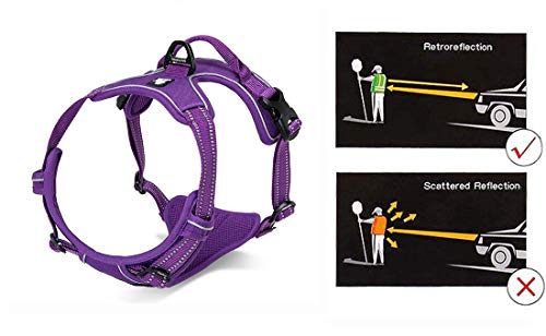 JUXZH Truelove No Pull Dog Harness with Easy Control Handle and 2 Leash Attachments,Reflective Adjustable Pet Vest - color: purple, size: X-small (Pack of 1)