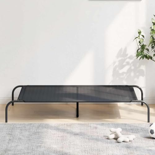 Extra Large Elevated Dog Bed, Portable Raised Pet Cot with Breathable Textilene Fabric, Heavy Duty Steel Frame for Indoor Outdoor Use, 51.2 x 31.5 in - color: Black & Textilene, size: 51.2" X 31.5"