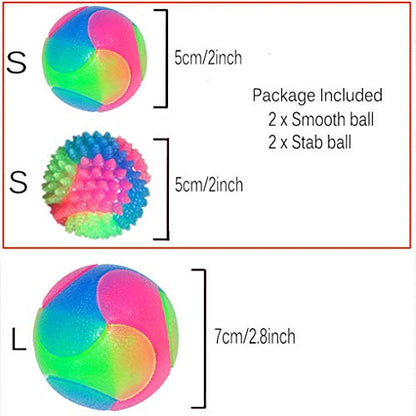 4 pcs Light Up Dog Balls,Flashing Elastic Ball,Glow Ball,Glow in The Dark Interactive Pet Toys for Aggressive Chewers,Puppy, Cats, Dogs - color: 2 pcs smooth balls+2 pcs stab balls