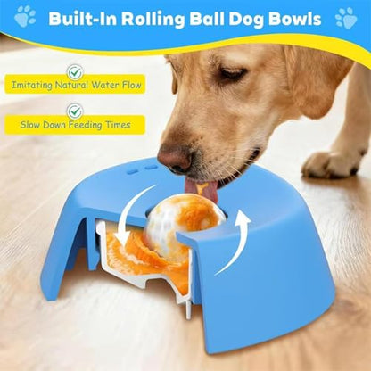 Slow Feeder Dog Bowls for Liquid Treat，Lick Sphere Bowl with Rolling Balls for Bone Broth & Yogurt, Non-Slip Interactive Slow Eating Toy, Small Medium Large Breeds (Black-1PC) - color: Black-1PC