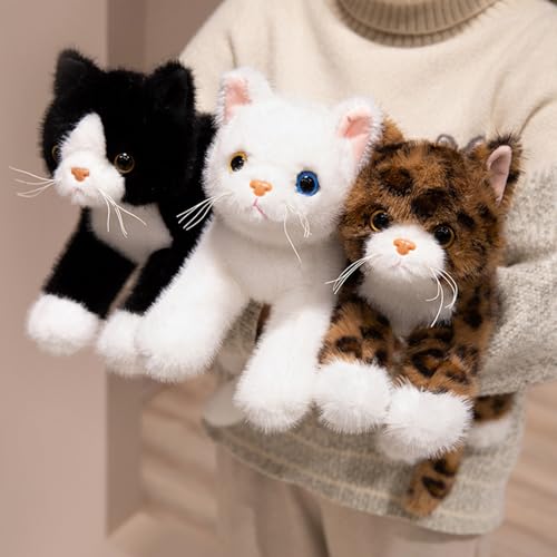 PEACH CAT Cat Stuffed Animal 12" Realistic Kitten Plushies Soft Plush Toys Gifts for Kids White - style: 12" White Cat