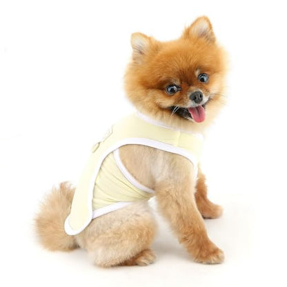 PAIDEFUL Cooling Dog Shirt for Small Dogs Summer Pet UV Sun Protection Vest Lightweight Breathable Doggie Tank Top Soft Stretchy Puppy T-Shirts Solid Cat Apparel Chihuahua Clothes D-Ring,Yellow,L - color: yellow, size: L
