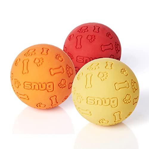 Snug Rubber Dog Balls for Small and Medium Dogs - Tennis Ball Size - Virtually Indestructible (3 Pack - Hot) - color: Hot