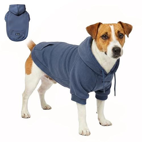 Tuff Pupper Dog Hoodie | Premium Quality Insulated Fabric | Ultra Soft Interior for Superior Comfort | Elastic Cuffs & Drawstring for Warmth | Stretch Fit Suitable for All Breeds (Blue, S) - color: Slate Blue, size: 15-25 lbs (Small)