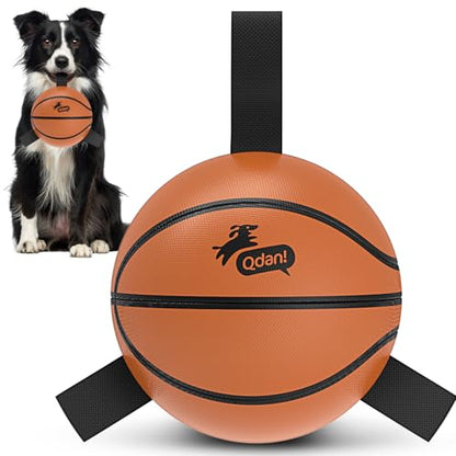 QDAN Dog Ball Basketball Toys, Balls with Straps, Dog Water Toy Pool Toys for Small Medium Dogs (6 Inch) - color: Basketball, size: 6 Inch