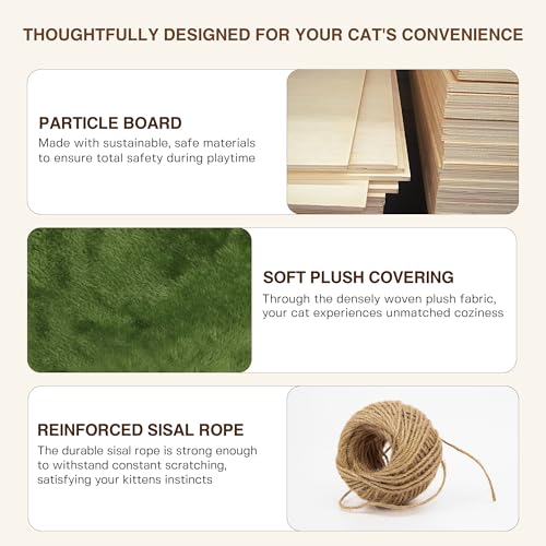 Cat Wall Shelves with Cat Tree, 26-in-1 Wall Mounted Pet Furniture with 40''L Tunnel, Scratching Posts, House, Step and Floating Bridge, Cat Climbing Wall Systems with 63'' Cats Tower, Green - color: Green, size: 26-in-1