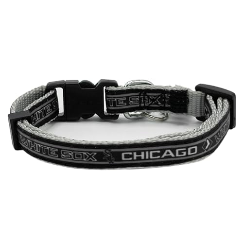 MLB CAT Collar Chicago White Sox Satin Cat Collar Baseball Team Collar for Dogs & Cats. A Shiny & Colorful Cat Collar with Ringing Bell Pendant - color: Chicago White Sox