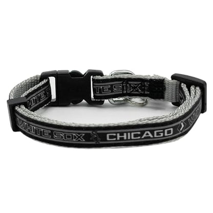 MLB CAT Collar Chicago White Sox Satin Cat Collar Baseball Team Collar for Dogs & Cats. A Shiny & Colorful Cat Collar with Ringing Bell Pendant - color: Chicago White Sox