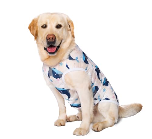HDKUW Pet Clothes,Dog Summer T-Shirt Cool Breathable Sunscreen Dog Vest Clothes Outfit Costume for Medium Large Dogs White Whale XL - color: White Whale, size: XL