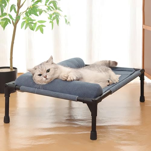Dog Cot - Breathable Elevated Dog Cooling Bed, Washable Pet Sofa for Sleeping Play | Summer Hot Weather Puppy Senior Kitty Bunny Home Bedroom Living Room Offices Patio Backyard - color: Blue