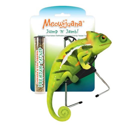 Meowijuana Jump 'n' Jamb Door Hanging Cat Toy | Chameleon | Refillable Interactive Catnip Toy | Promotes Play and Cat Health | Includes Potent Catnip Grown in North America - color: Chameleon