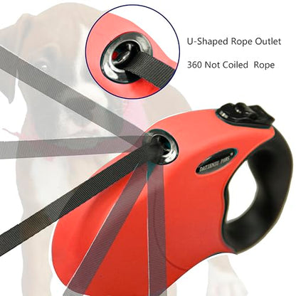 13Ft Chew Proof Retractable Dog Leash Anti-Chewing Wire Ropes Hands-Free Adjustable Safety Lock Durable Nylon Belt for Small Dogs Red S - color: Red, size: Small