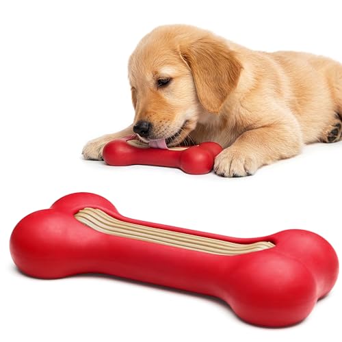 GoSports Pets PupsCream Frozen Dog Treat Holder - Dog Enrichment Fill and Freeze Bone Station - Helps Keep Dogs Busy - style: Small - Red