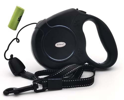 Retractable Dog Leash 26ft,360° Tangle-Free Long Cord Pet Puppy Walking Leashes,Non-Slip Handle For Small Medium Large Dogs,Up to 110 lbs - color: Black