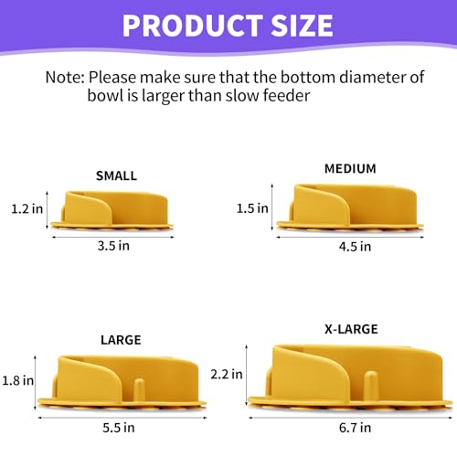 Slow Feeder Dog Bowls Insert, Animire Soft Silicone Slow Eating Dog Food Bowl for Small, Medium and Large Dogs, Compatible with Regular and Elevated Bowls - color: Yellow, size: M