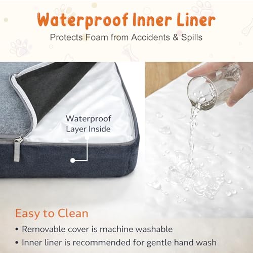 EMPSIGN Stylish Dog Bed Mat Dog Crate Pad Mattress Reversible (Cool & Warm), Water Proof Linings, Removable Machine Washable Cover, Firm Support Pet Crate Bed for Small to XX-Large Dogs, Grey - size: XXL(47"*29"*3")