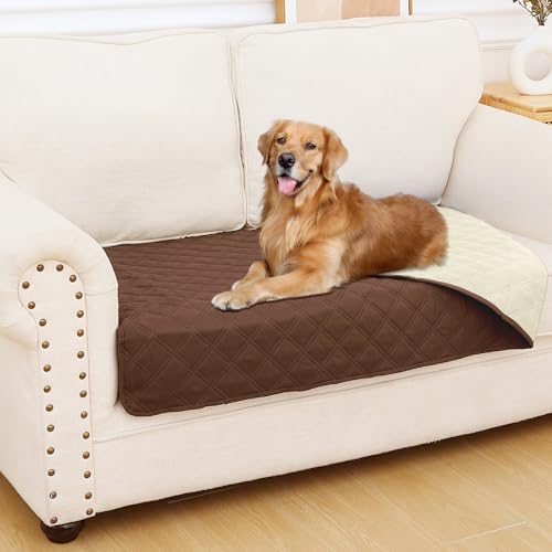 Smiry Waterproof Dog Bed Cover Pet Blanket, Soft Washable Dog Blanket for Furniture Bed Couch Sofa Reversible, Checkered (30"x53", Brown/Beige) - color: Brown/Beige, size: 30x53 Inch