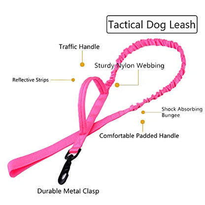 Tactical Dog Collar and Leash Set Adjustable Military Nylon Dog Collar with Control Handle and Heavy Duty Metal Buckle for Large Dogs（Pink S - color: Pink SET(collar+leash), size: Small (Pack of 1)