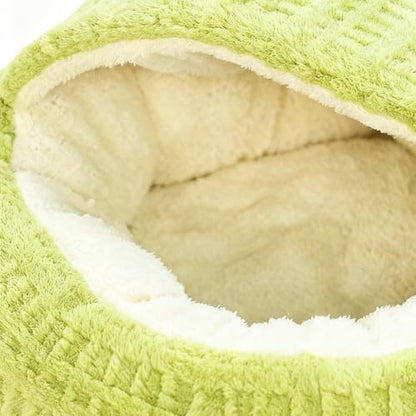 Hooded Calming Cat Cave - Hooded Kitten Bed, Cat Tent for Home Bedroom Balcony, Pet Bed with Thick Padding, Pet Sleeping House, Cave Cushion for Indoor Shelter Living Room Apartment - color: Green