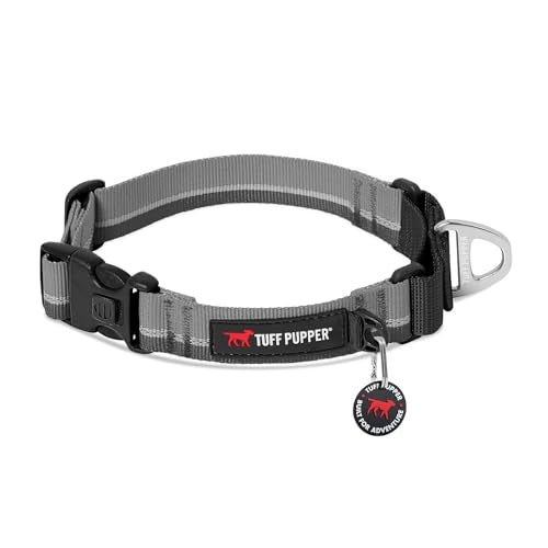 Tuff Pupper Martingale Collar for Dogs | Gentle Nylon Limited Cinch is Perfect for Training | Durable Locking Buckle | Reflective for Safer Night Walking | Sizing for All Breeds (Black, X-Small) - color: Black, size: X-Small
