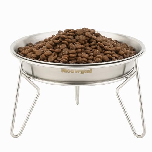 Elevated Cat Bowls,6.7" Extra Wide Raised Stainless Steel Cat Food Bowls with Anti-Slip Metal Stand Whisker Friendly Water Dishes for Indoor Cats and Small Dogs-1pack
