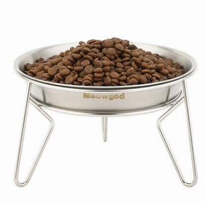 Elevated Cat Bowls,6.7" Extra Wide Raised Stainless Steel Cat Food Bowls with Anti-Slip Metal Stand Whisker Friendly Water Dishes for Indoor Cats and Small Dogs-1pack