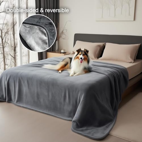 Waterproof Blanket for Bed, Couch, Kids & Pets Protection – Spill-Proof, Leakproof Flannel Blanket Reversible Design (Moon Grey & Starlit Grey, 60x80 - color: Moon Grey & Starlit Grey, size: Full