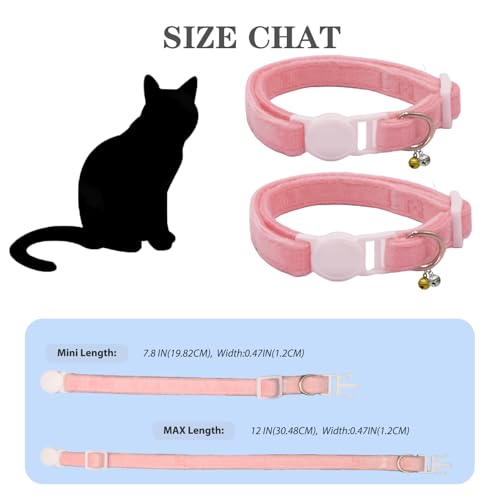 Breakaway Cat Collar with Bell, Lightweight Soft Cotton Collar, Adjustable Kitten Collars with Safety Buckle, Quick Release, Pet Supplies Accessories, Pink - color: Pink