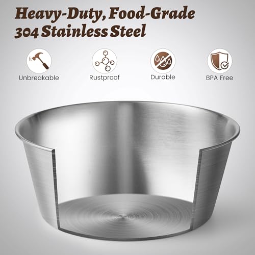 Heavy-Duty Stainless Steel Dog Bowl - Food Grade 304, Rustproof & BPA Free - Easy to Clean, Dishwasher Safe -Medium (48oz, 6 Cups) for Dogs 40-80lbs - color: Basic Bowl, size: 6 Cups
