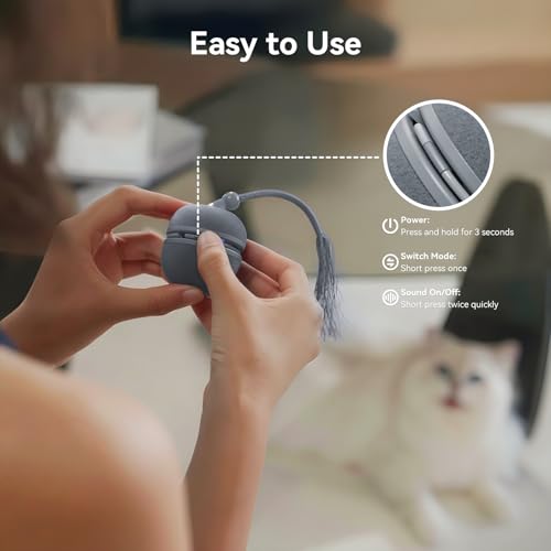 Cheerble 2 in 1 Interactive Cat Toys for Indoor Cats - Wicked Ball Duo2 Automatic Cat Toy, Dual Interchangeable Shells, Electric Cat Toy Ball with Chirping Sounds,Rechargeable Moving Kitten Toys, Blue - color: Blue