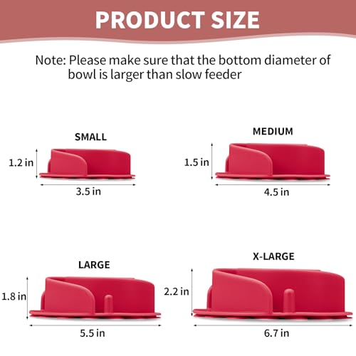 Slow Feeder Dog Bowls Insert, Animire Soft Silicone Slow Eating Dog Food Bowl for Small, Medium and Large Dogs, Compatible with Regular and Elevated Bowls - color: Rose, size: M