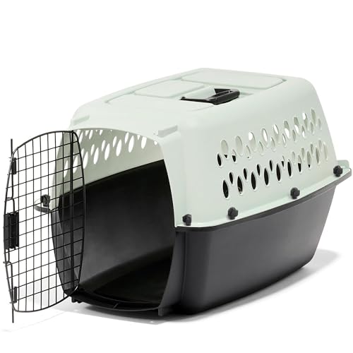 Petmate Pet Porter Fashion Dog Kennel Plastic Crate for Pets 15-20 lbs, Pet Carrier For Home and Travel, Made in USA, 24" L x 14.5" H, Pale Aqua and Black - color: Aqua Blue/Black, size: 24.1"L x 16.7"W x 14.5"H