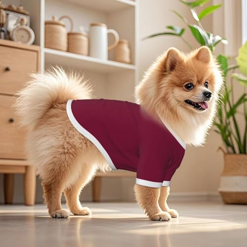 SWEET TANG Quick Dry Small Dog Shirts Stretchy T-Shirts Burgundy, Sun Protection Soft Mesh Lightweight Breathable Pullover Dog T-Shirt, Small - color: Pattern (114), size: Small
