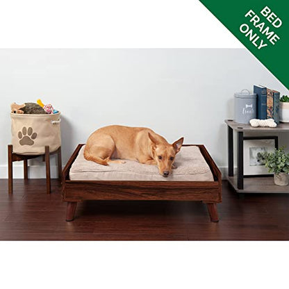 Furhaven Elevated Dog Bed Frame for 30" x 20" Medium Dog Beds, Easy Assembly - Mid-Century Modern Bed Frame - Walnut, Medium - color: Veneer Walnut, size: 30" x 20"