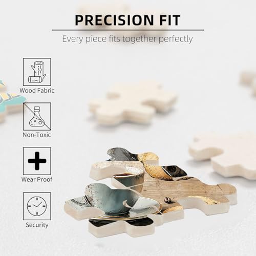 300 Pieces Jigsaw Puzzles for Adults, Black Dog Coffee Co. Dark Roast Dachshund Art Puzzle, Stress Relief Concentration Training Brain Teaser Puzzle 15.7x11 Inch - color: Wooden Puzzle4, size: 300 Piece pcs