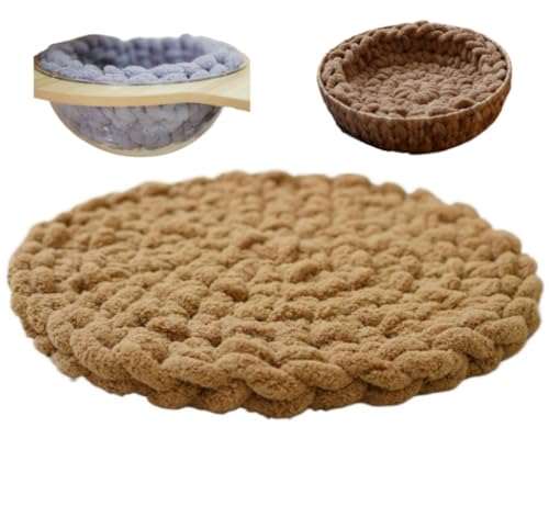 Hand-Woven Cat Mattress Nest Space Capsule Stepping Milk Round Cushion Pet Warm Pad Sleeping Four Seasons Indoor Pet Cat Climbing Frame Mat Enlarged Thickened (Brown, 40CM) - color: Brown, size: 40cm