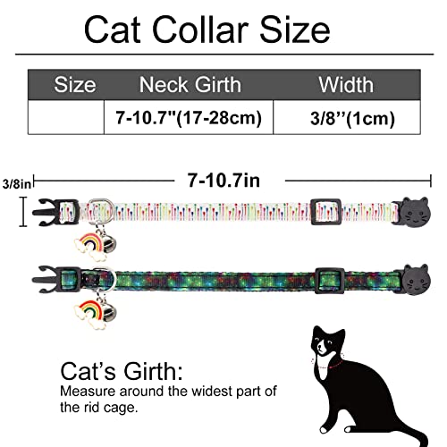 2 Pack Breakaway Cat Collar with Bells, Adjustable Kitten Safety Collars for Boys & Girls, Black+White - color: White+Black