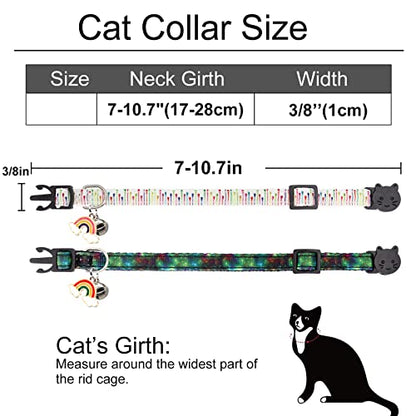 2 Pack Breakaway Cat Collar with Bells, Adjustable Kitten Safety Collars for Boys & Girls, Black+White - color: White+Black