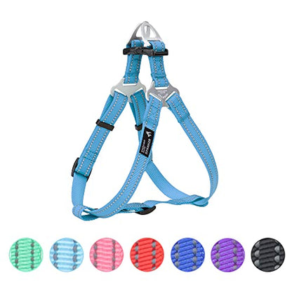 EXCELLENT ELITE SPANKER No Pull Dog Harness Adjustable Nylon Step-in Easy Pet Vest Chest Strap with Reflective and Leash Ring for Small Medium Large Breed Dogs Training Walking(Light Blue-S) - color: Light Blue, size: S