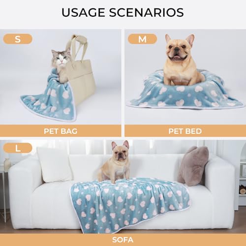 1 Pack 3 Blankets Super Soft Cute Dot Pattern Pet Blanket Flannel Throw for Dog Puppy Cat Purple/Pink/Cyan Medium - color: Purple/Pink/Cyan, size: 30x20 inch (Pack of 3)
