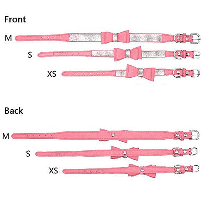 Rhinestone Dog Collar, Cute Dazzling Sparkling Soft Suede Leather Adjustable Pet Dog Cat Collar Crystal Diamond for Puppy Small Medium Large Dogs (XS:21-26cm, Hot Pink-1) - color: Hot Pink-1, size: XS:21 - 26cm