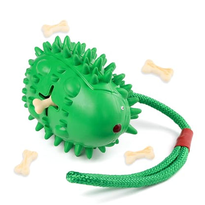 Fuzzl Eco Rubber Chuck & Treat Hedgehog - Green - Long Lasting Dog Chew Toys for Aggressive Chewers Strong Dog Toy for Dogs Durable Puppy Toys - style: Hedgehog Green