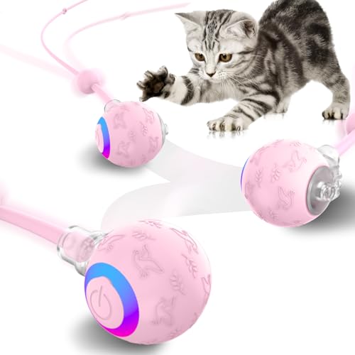 Smart Interactive Cat Dog Toys, Automatic Pet Toys for Bored Indoor Cats and Dogs, Motion Activated, USB Rechargeable, Christmas Pet Birthday Gifts (Pink) - color: Pink