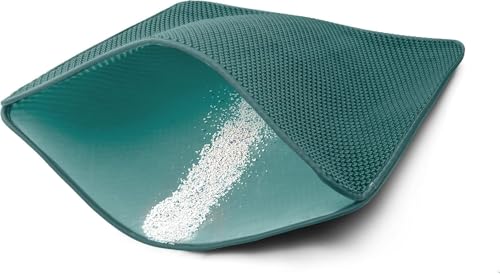 WePet Cat Litter Mat, Kitty Litter Trapping Mat, Honeycomb Double Layer Mats, No Phthalate, Urine Waterproof, Easy Clean, Scatter Control, Catcher Litter Tray Box Rug Carpet - color: #11 Dark Turquoise
