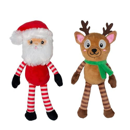 Fringe Studio Pet Toy, Friend at Frost Sight Plush Dog Toy 2 Piece Set, Santa & Reindeer, PetShop Collection (312062) - color: Frost Sight
