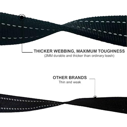 Dual Padded Handle Standard Dog Leashes with Reflective Stitching,360° Rotatable Heavy Duty Metal Buckle,D-Ring,Durable Nylon,for Medium Sized Dogs from 20 to 60 Pounds Walking and Training Black 5Ft - color: Black, size: 5Ft
