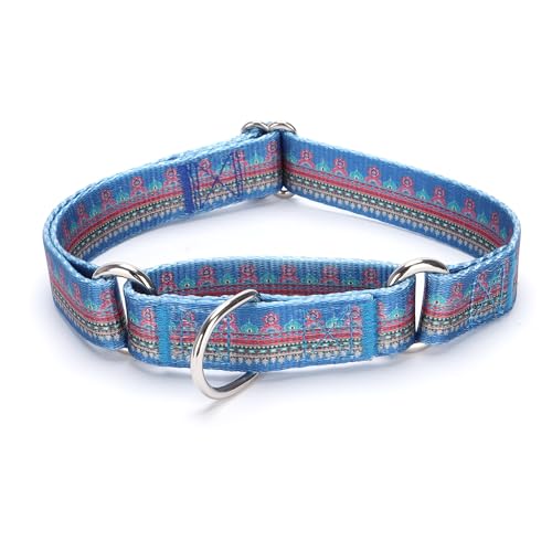 Martingale Dog Collars - Flower Multicolor Cute Patterns, Adjustable Nylon Training Dog Collar Suitable for Boy and Girl Dogs Medium Large Dogs (M, Blue1) - color: Blue1, size: M