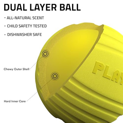 Playology Dog Toys | Dual Layer Ball Durable Chew Toy for Tough Chewers | Chicken Scented Medium Dog Toy | Chew Toys for Dogs - size: Medium, style: Chicken