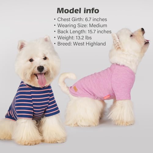 KYEESE 3Pack Small Dog Sweater, Soft Puppy Sweatshirt Pullover Stretchy Dog Sweater for Small Dogs Girl Boy, Lightweight Fleece Cat Shirt Pet Clothes with Sleeves, S - color: 06# 3Pack(Pink+Blue+Stripe), size: Small (4-8lbs)